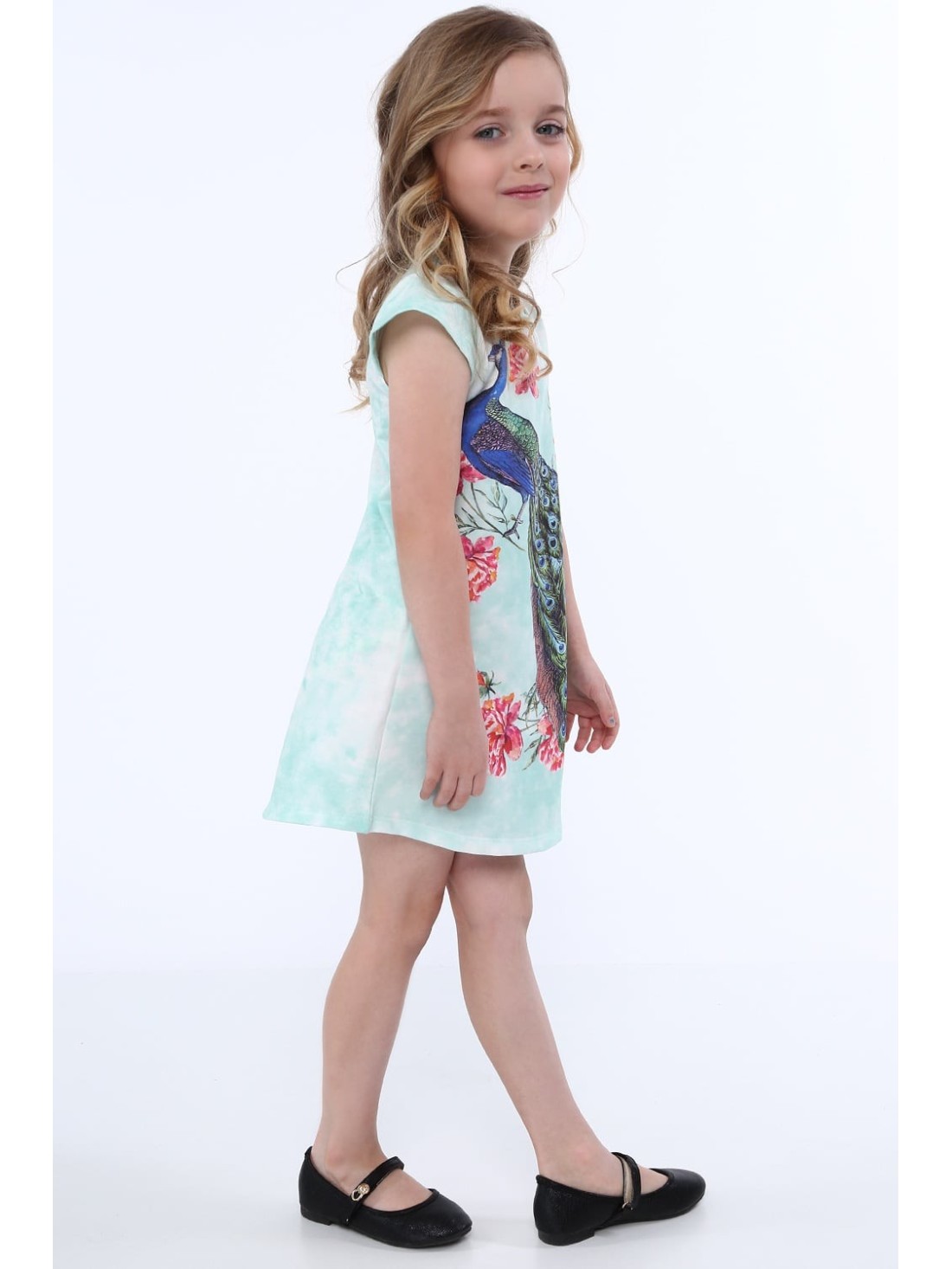 Kleid mit Pfau, Minze NDZ8128 – Online-Shop – Boutique